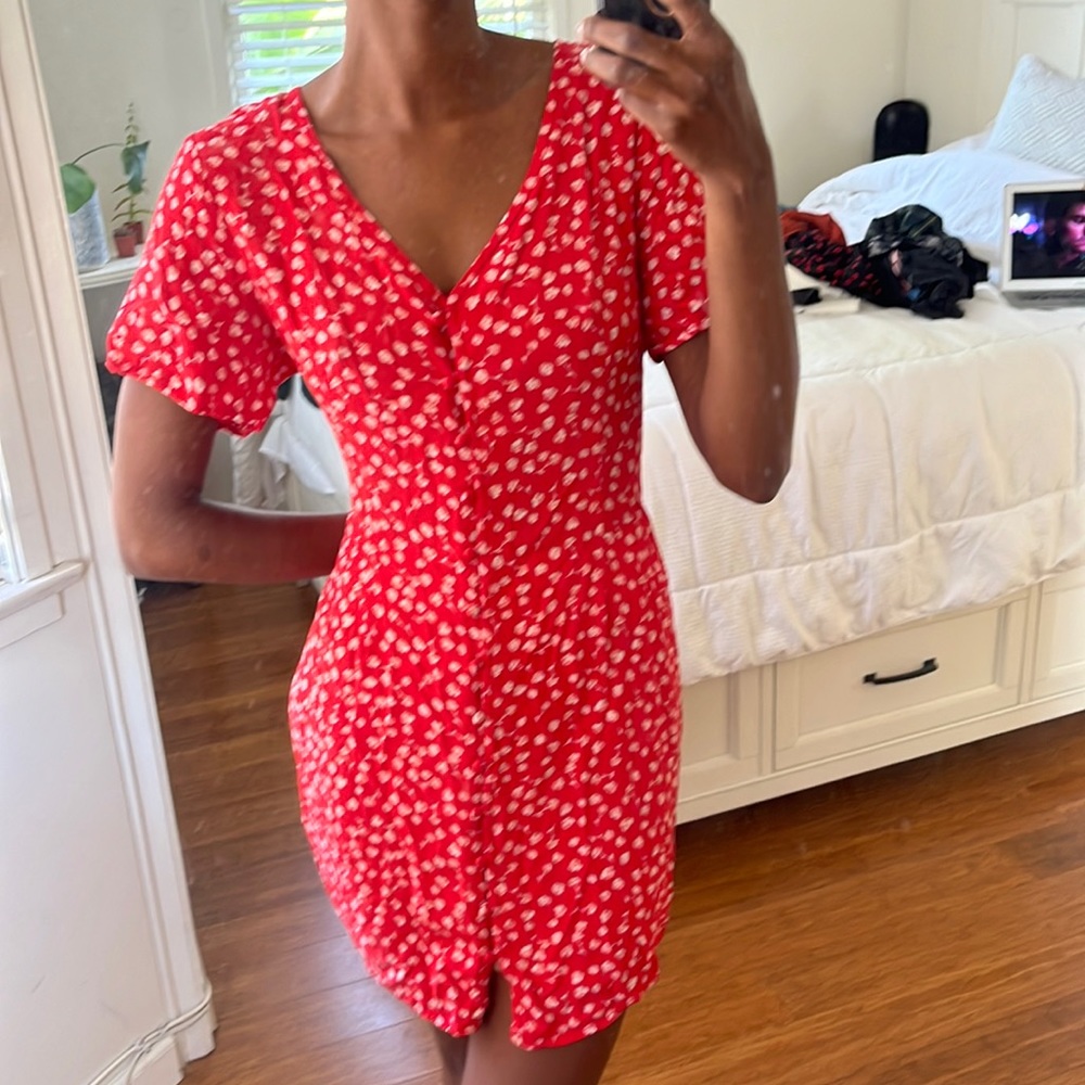 Red floral Roxy dress